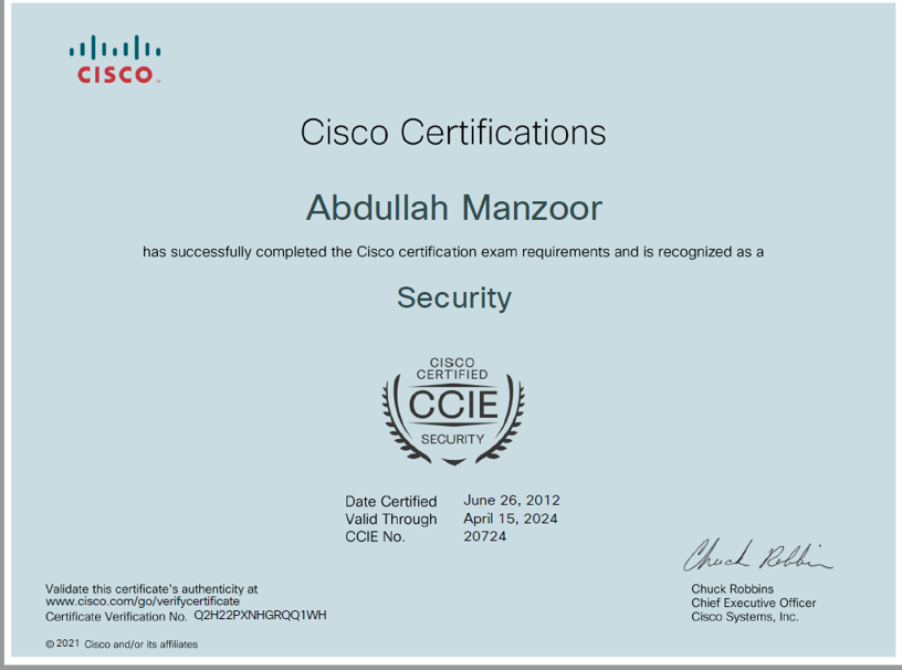 Cisco Certificate 7